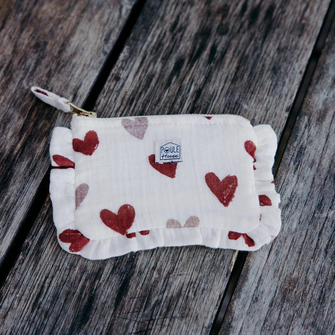 Lifestyle mini pochette froufrou Baby Lola cœurs bordeaux - Poule House