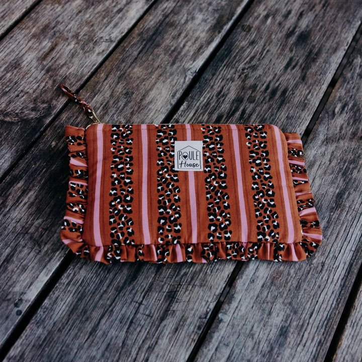 Lifestyle pochette froufrou Lola léopard rayé toffee - Poule House