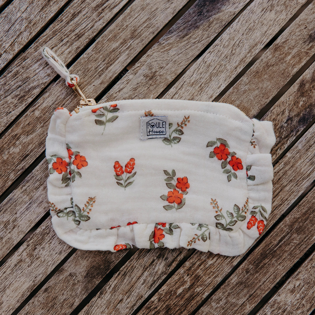 Lifestyle mini pochette froufrou Baby Lola fleurs rouges - Poule House
