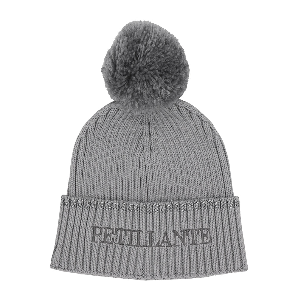 Bonnet pompon lurex gris message brodé PÉTILLANTE Poule House
