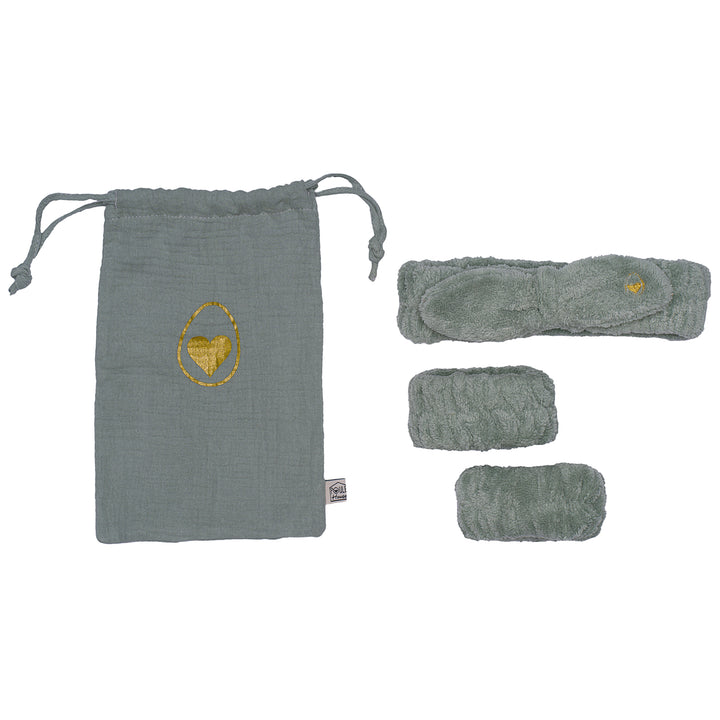 Set bandeau de soins + manchons dans pochon - sauge