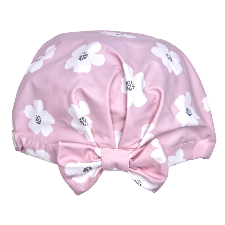 Charlotte de douche imprimé fleurs blanc/rose