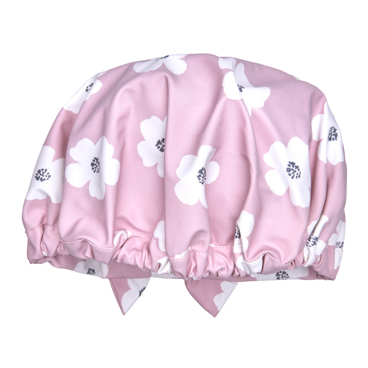 Charlotte de douche imprimé fleurs blanc/rose