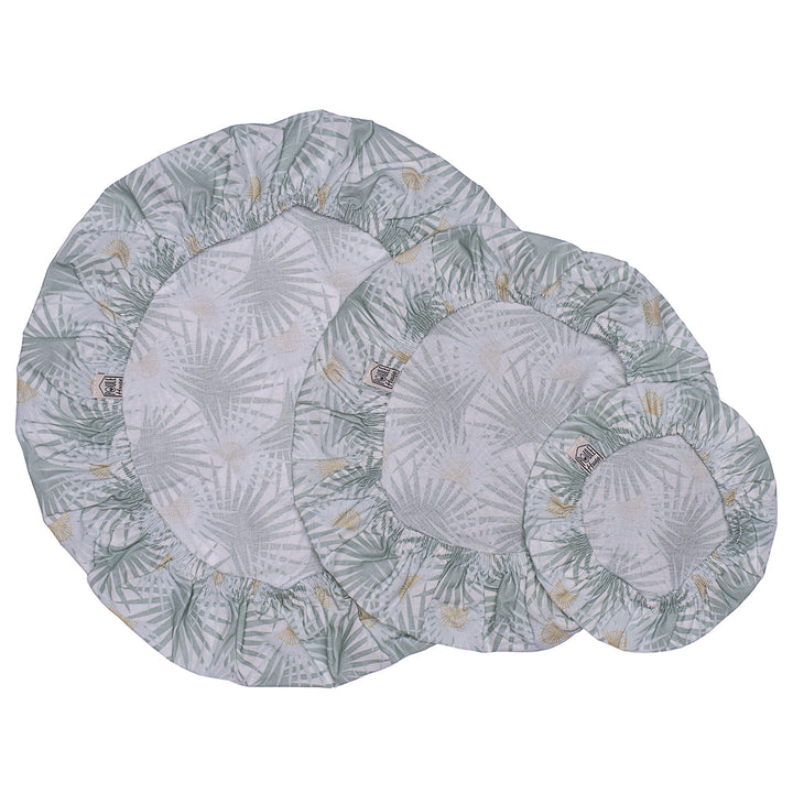 Set 3 couvre-plats coton enduit imprimé palmiers