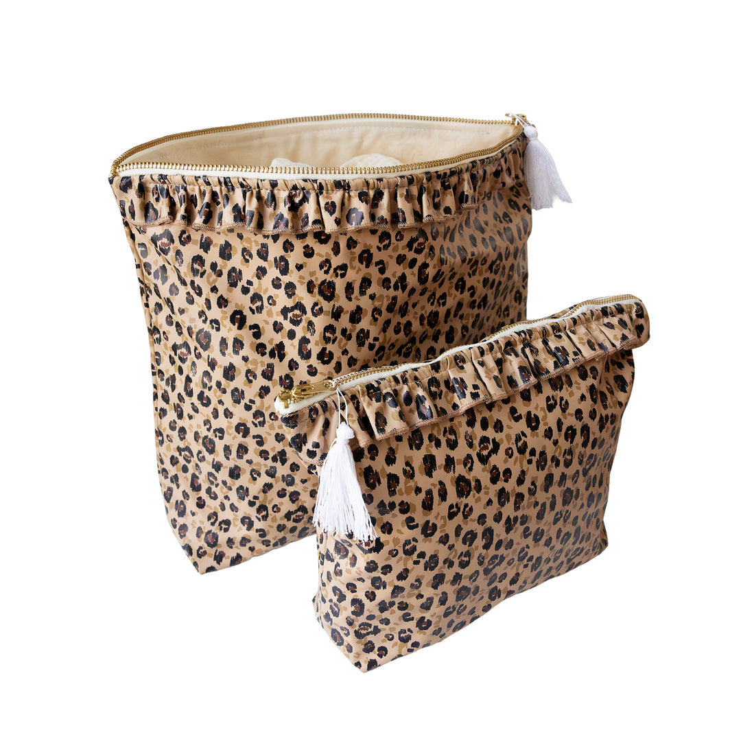 Selena : Duo de pochettes de voyage zippées imperméables - léopard | Poule House