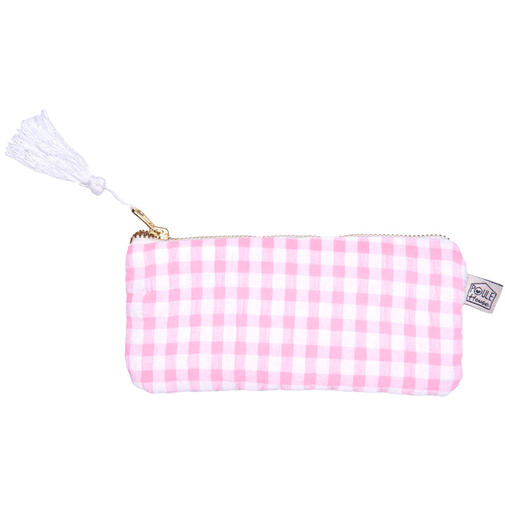 Etui à lunettes zippée - vichy rose