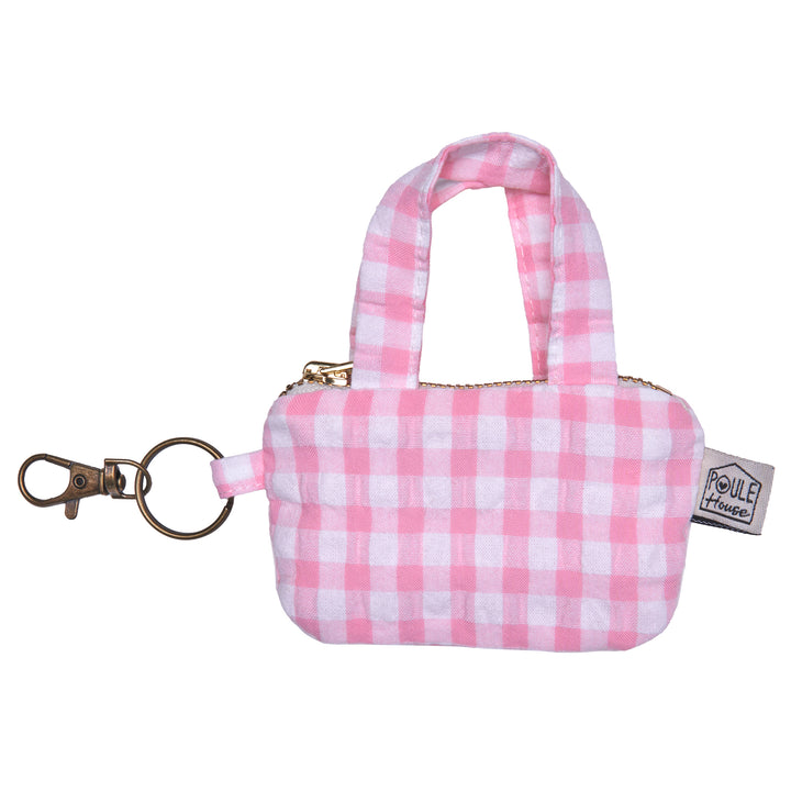 Etui pour écouteurs : mini sac vichy rose