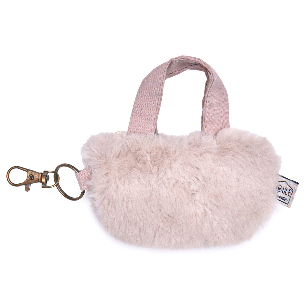Étui pour écouteurs mini sac fourrure beige – Poule House