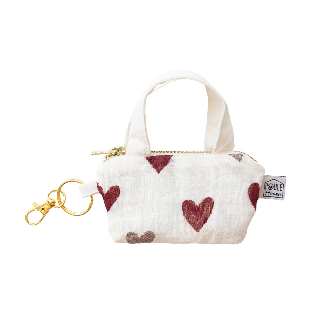 Étui pour écouteurs mini sac cœurs bordeaux – Poule House