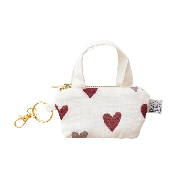 Étui pour écouteurs mini sac cœurs bordeaux – Poule House