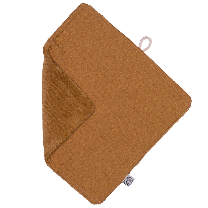 Lavette réutilisable double face noisette – bambou coton