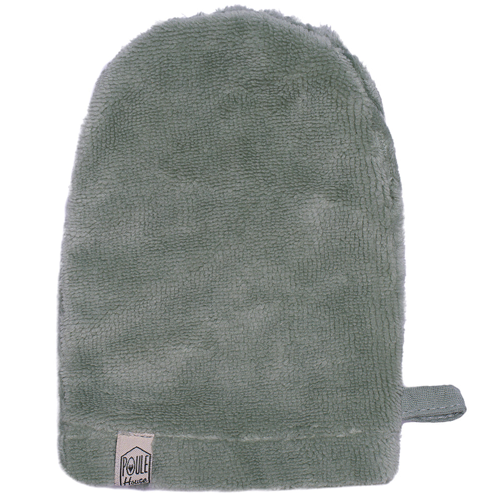 Gant démaquillant double face sauge – côté éponge bambou