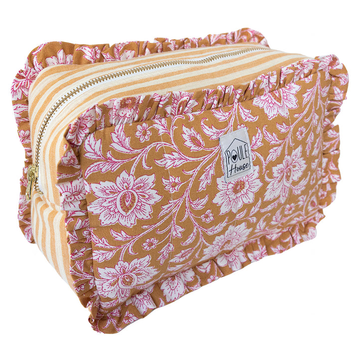 Grande trousse toilette à froufrou fleurs indiennes Marylou – Poule House