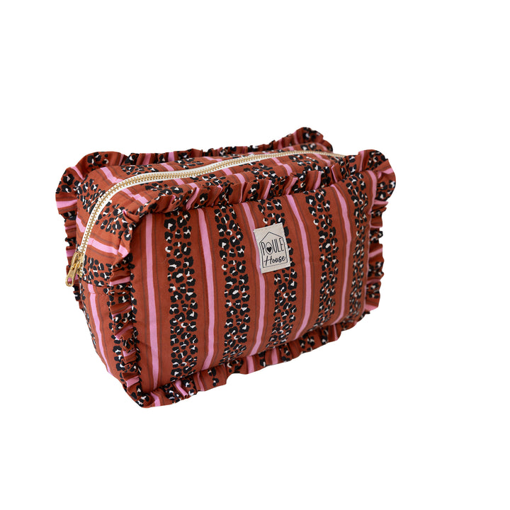 Grande trousse toilette à froufrou léopard rayé toffee Marylou – Poule House