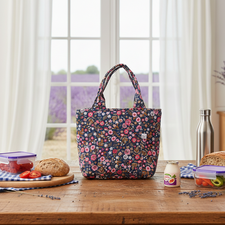 Lunch bag isotherme - velours petites fleurs