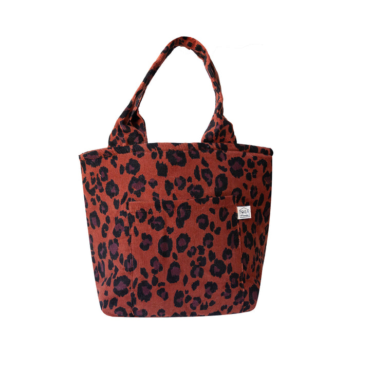 Lunch bag isotherme velours mille raies léopard noir – sac repas stylé Poule House