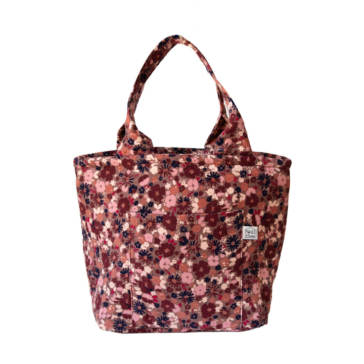 Lunch bag isotherme velours mille raies fleurs mocha – sac repas stylé Poule House