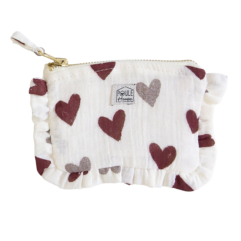 Mini pochette froufrou Baby Lola cœurs bordeaux - Poule House