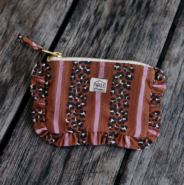 Lifestyle mini pochette froufrou Baby Lola léopard rayé toffee - Poule House