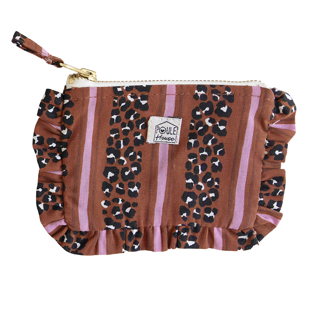 Mini pochette froufrou Baby Lola léopard rayé toffee - Poule House
