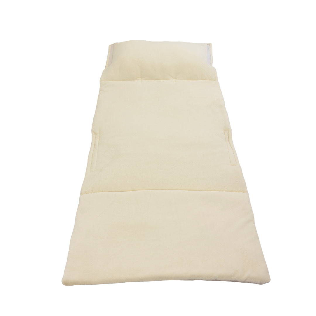Matelas de plage éponge bambou rayé écru / galet déplié | Poule House