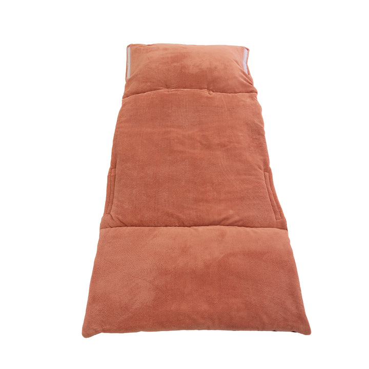 Matelas de plage éponge bambou rayé paprika / marsala déplié | Poule House