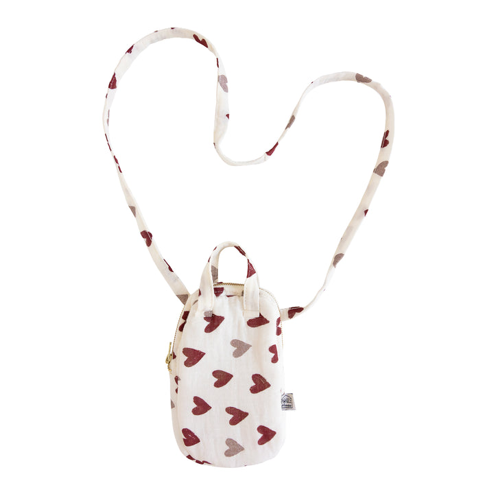 Pochette téléphone cœurs bordeaux matelassée – Poule House