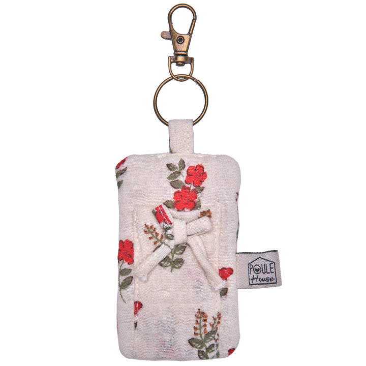 Porte-clés 2 en 1 baume à lèvres fleurs rouges – Poule House