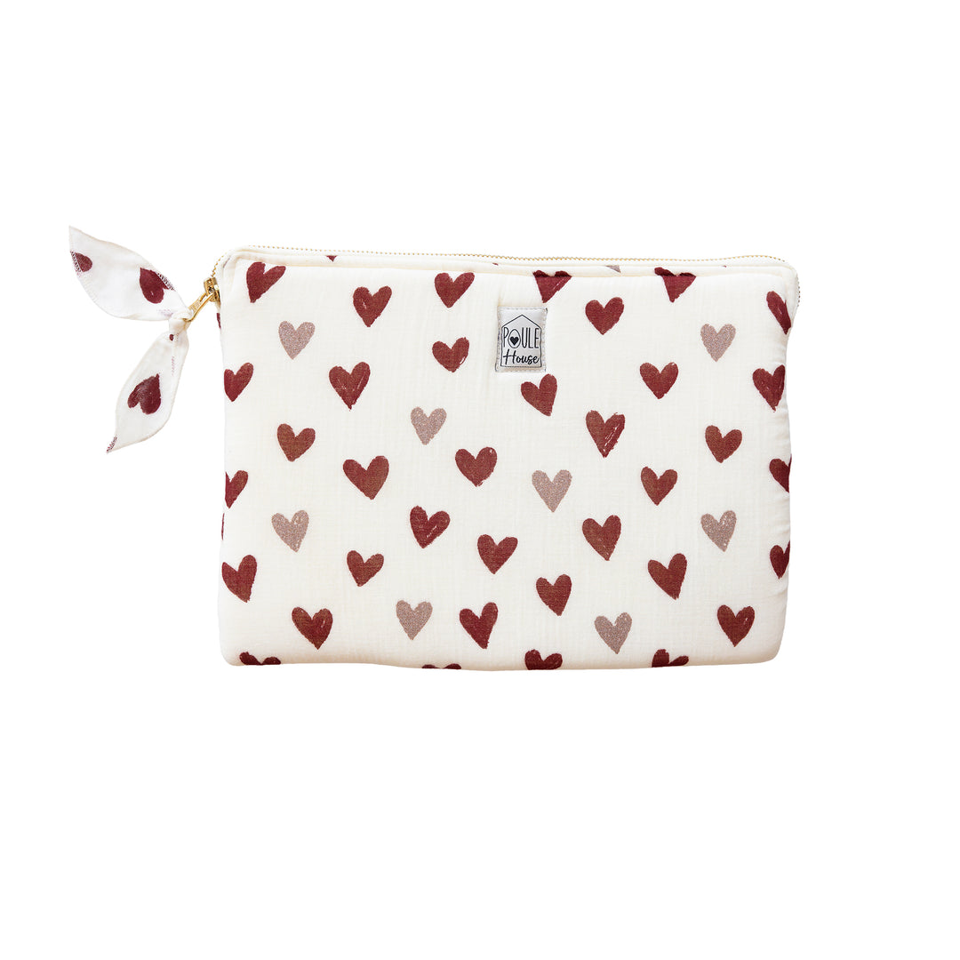 Pochette tablette iPad cœurs bordeaux – Poule House