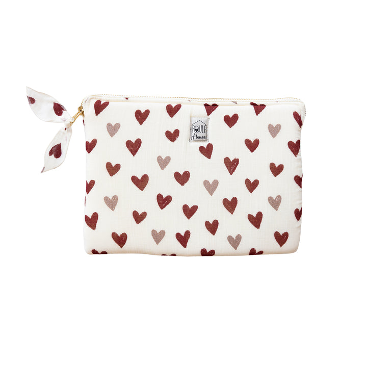 Pochette tablette iPad cœurs bordeaux – Poule House