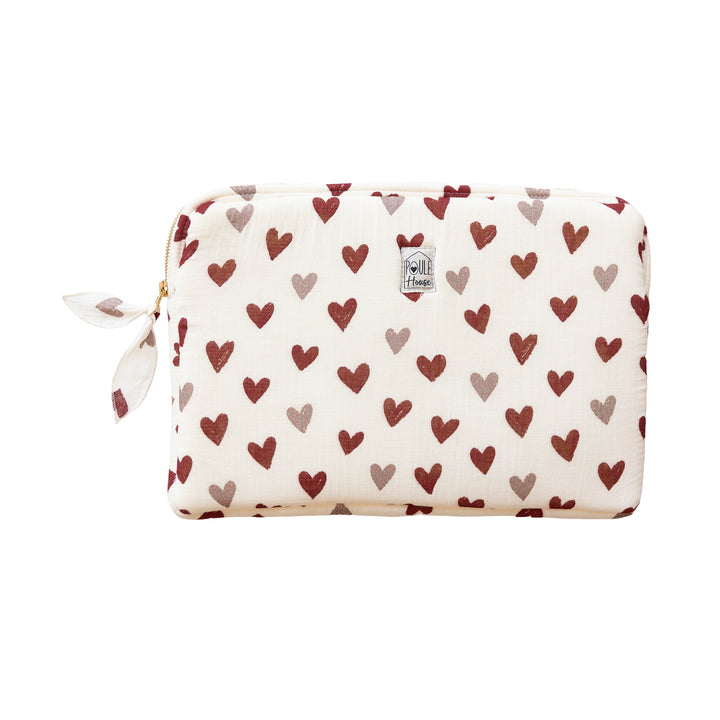 Pochette ordinateur 15 pouces cœurs bordeaux – Poule House
