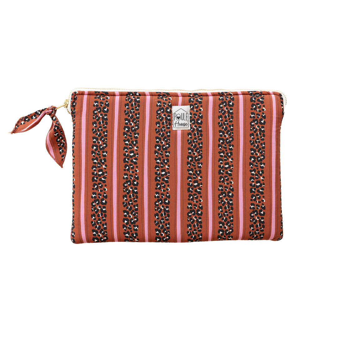 Pochette tablette iPad léopard rayé toffee – Poule House