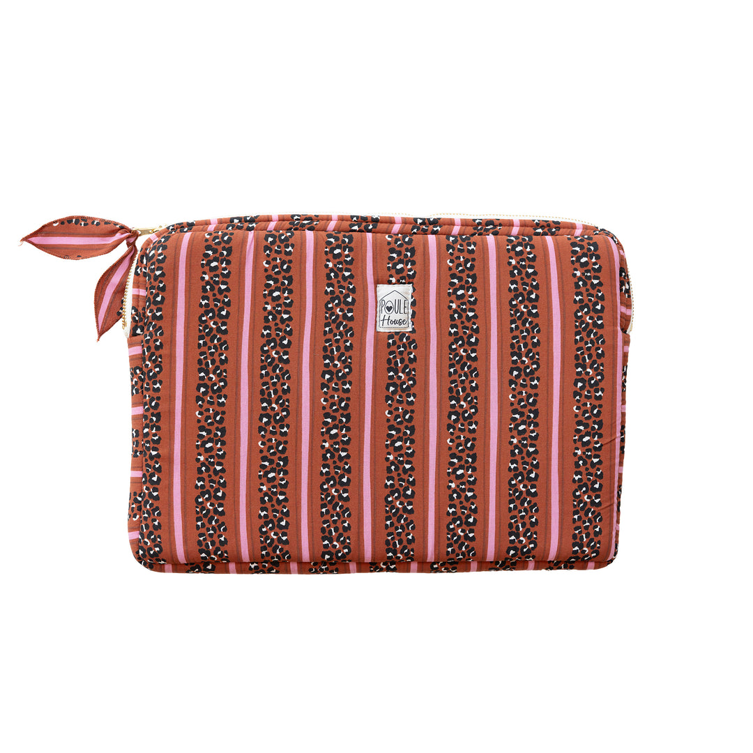 Pochette ordinateur 15 pouces léopard rayé toffee – Poule House