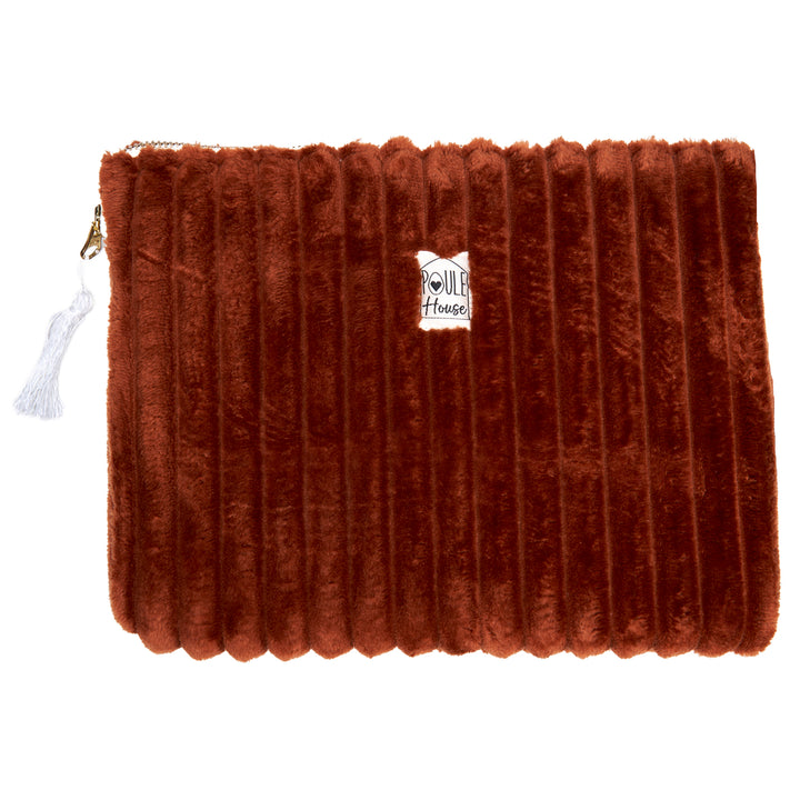 Pochette ordinateur minky toffee Taille L - Poule House