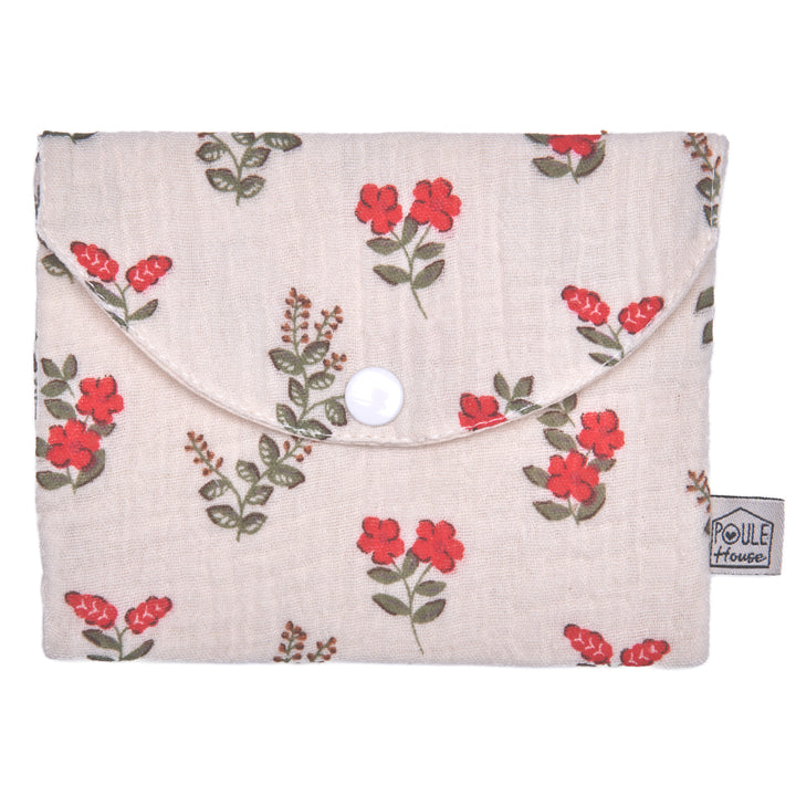 Pochette à savon imperméable - fleurs rouges