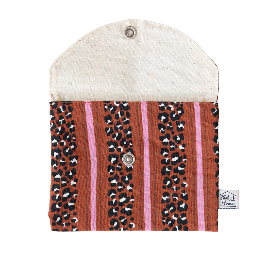 Pochette savon léopard rayé toffee ouverte - Poule House