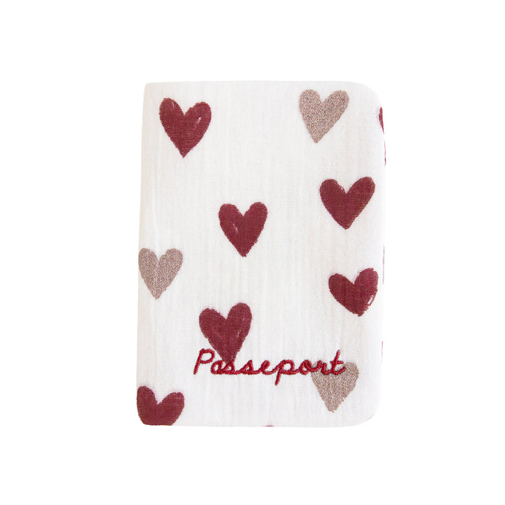 Protège passeport cœurs bordeaux – étui voyage Poule House