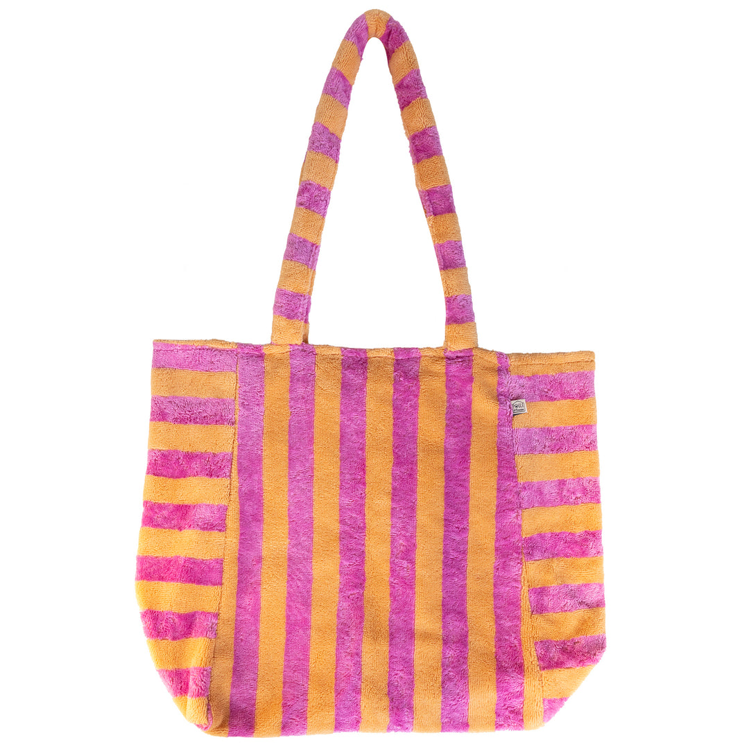 Produit sac fourre-tout éponge rayée melon / bonbon - Poule House