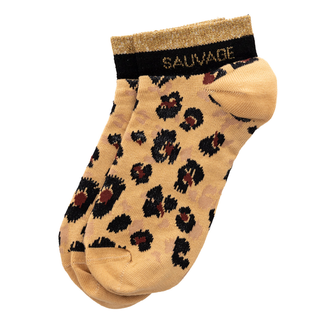 Chaussettes sneakers féminines avec mot "SAUVAGE"