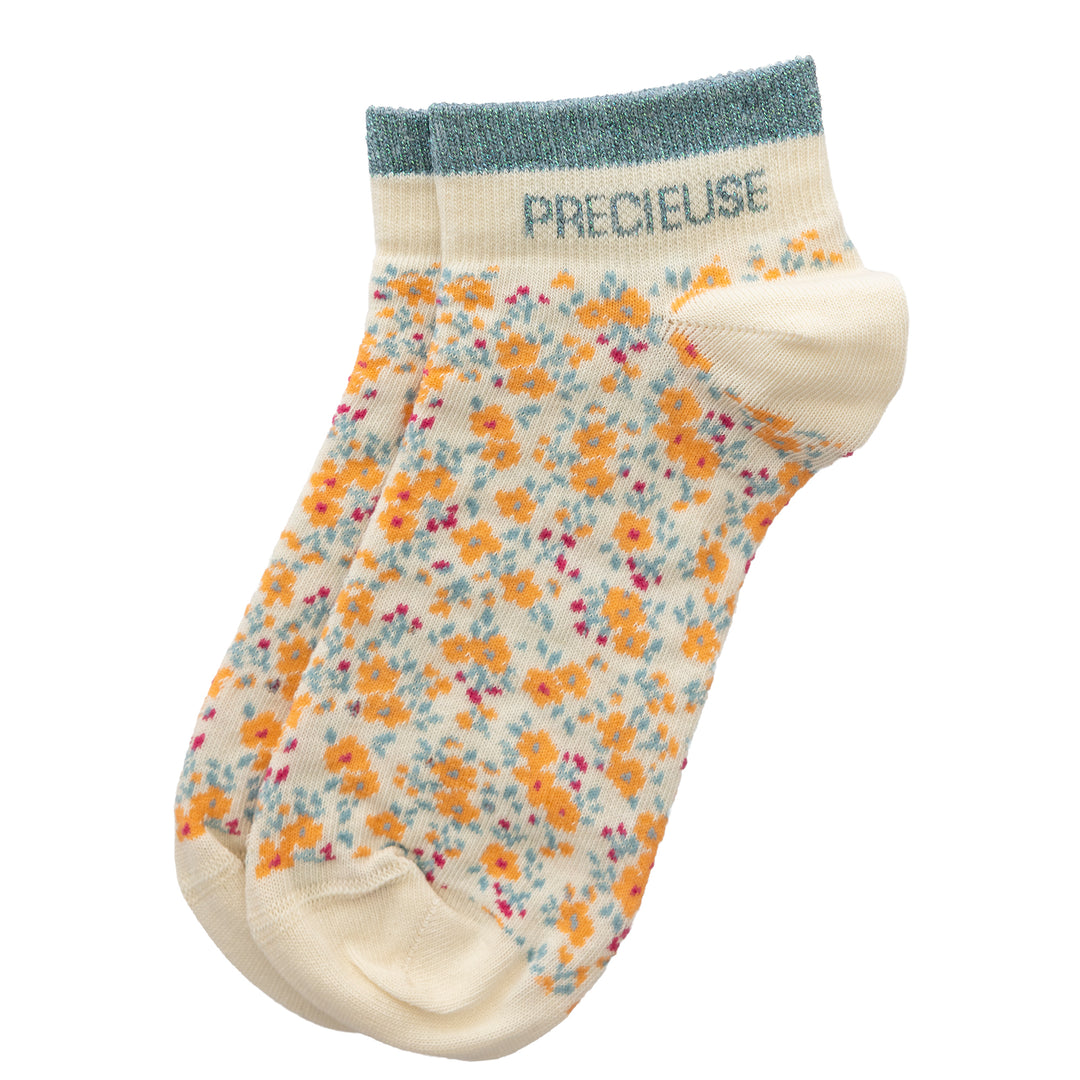 Chaussettes sneakers féminines avec mot "PRÉCIEUSE"