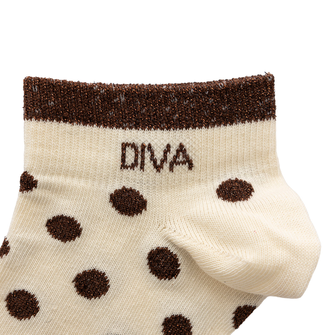 Chaussettes sneakers pois chocolat à message pailleté