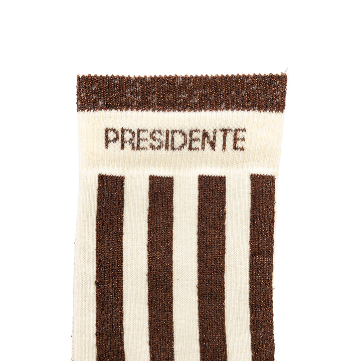 Chaussettes hautes rayures chocolat à message chocolat pailleté