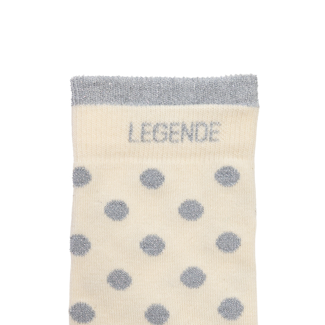 Chaussettes hautes pois gris à message argenté