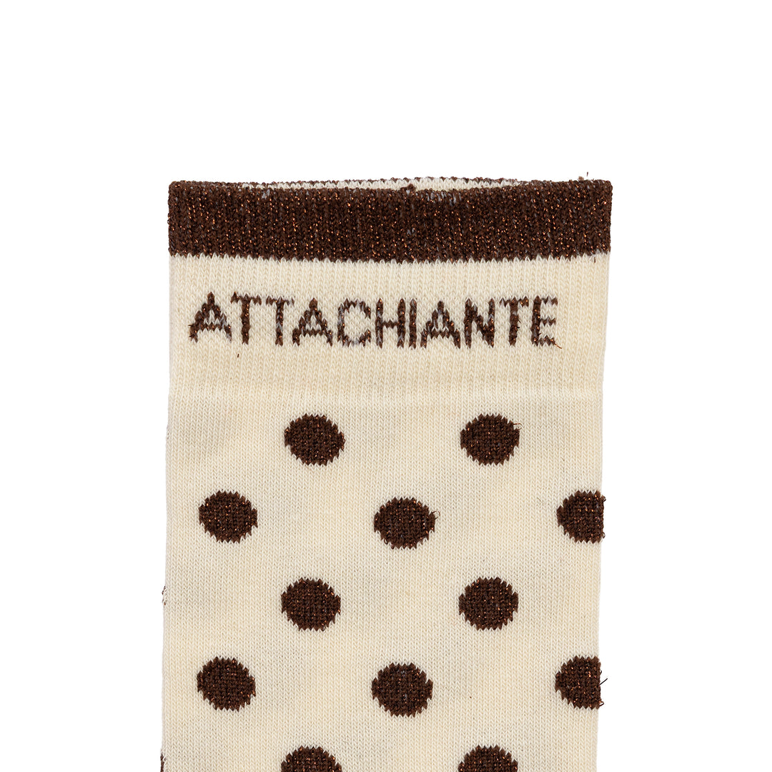 Chaussettes hautes pois chocolat à message pailleté