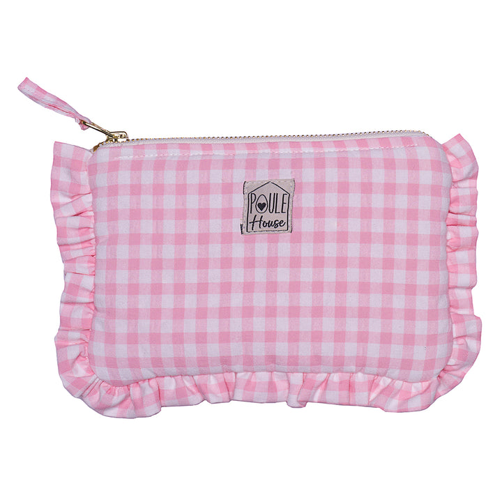 Lola : Pochette froufrou - vichy rose
