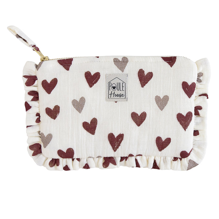 Pochette froufrou Lola - cœurs bordeaux