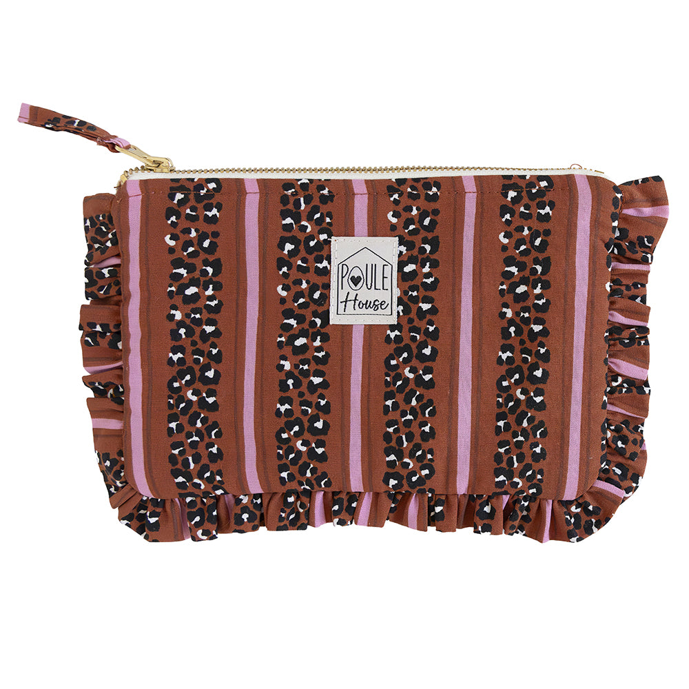 Pochette à froufrou léopard rayé toffee – Poule House