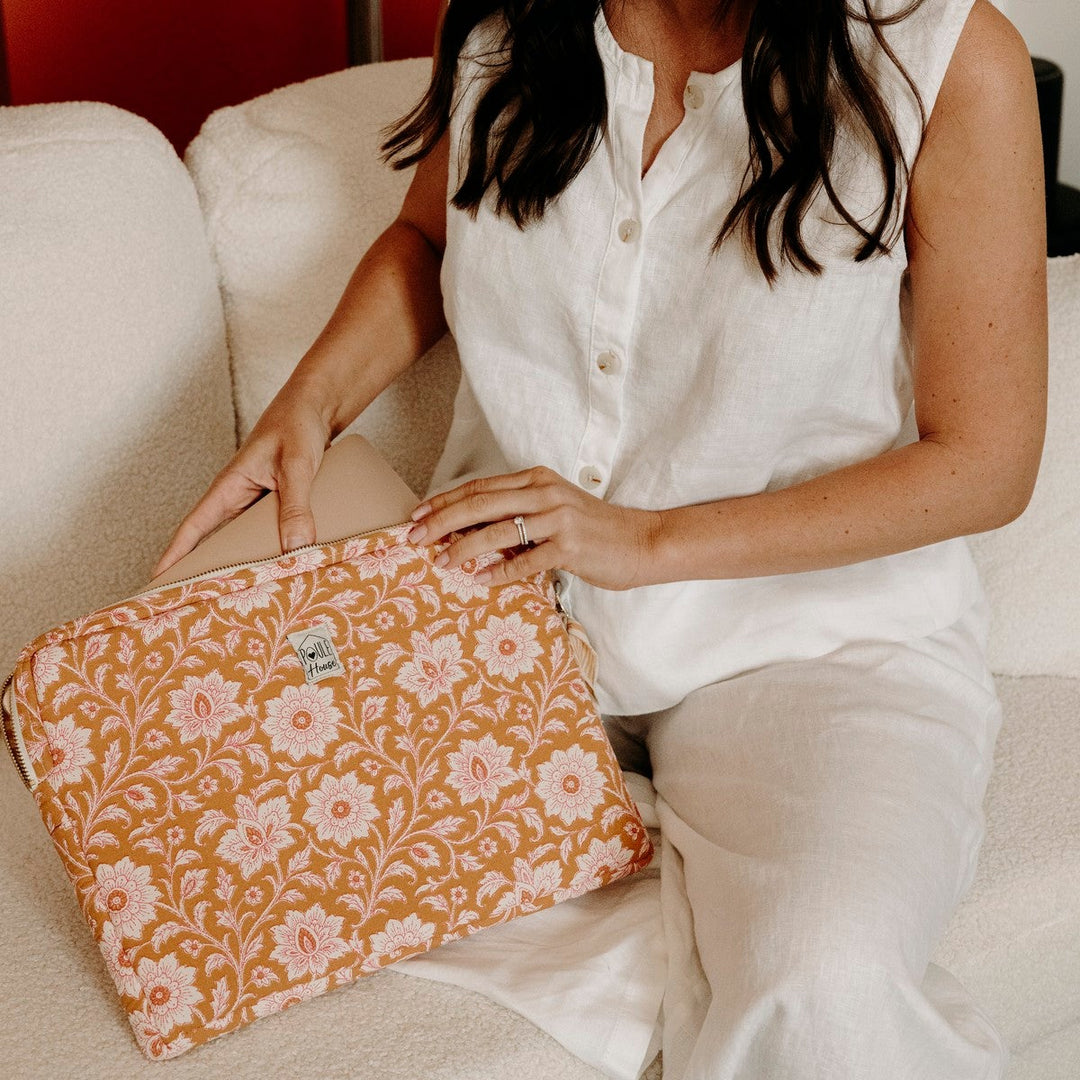Lifestyle pochette ordinateur fleurs indiennes Taille L - Poule House