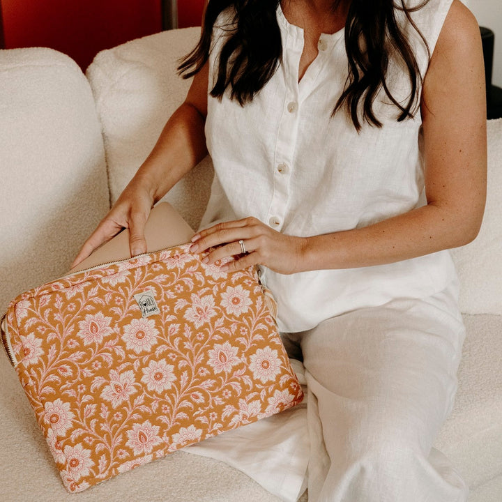 Lifestyle pochette ordinateur fleurs indiennes Taille L - Poule House