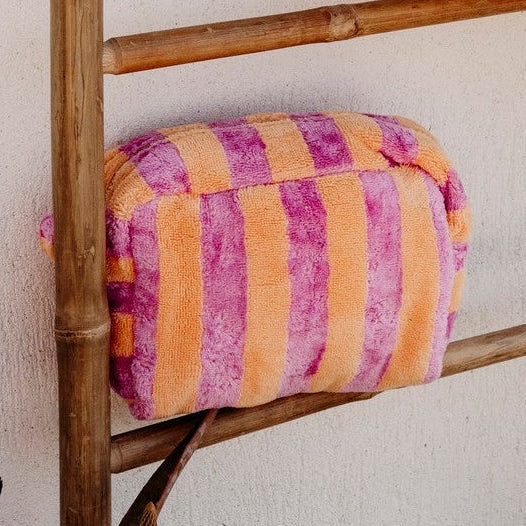 Lifestyle trousse éponge bambou rayée melon / bonbon - Poule House